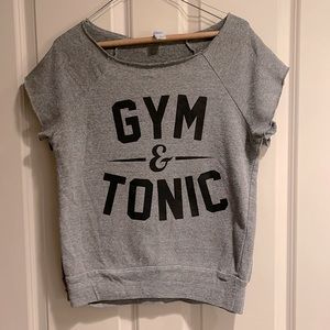 Gym & Tonic Short Sleeve Sweatshirt - Heather Grey - Small - Great Cover Up Top